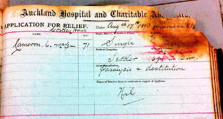 Charles mcclean Cameron destitute