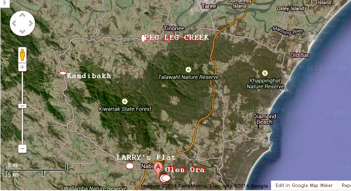 map Taree to Glen Ora