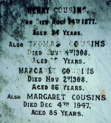 Cousins family gravestone