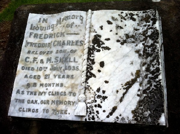 Grave inscription freddy Snell son of May