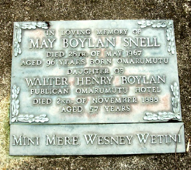 Grave inscription May Snell nee Boylan